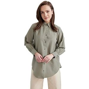 DeFacto Hemdblouse met lange mouwen voor dames, hemd met knopen voor vrijetijdskleding, groen, XL