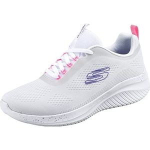 Skechers Ultra Flex 3.0 New Horizons Sneaker voor dames, Wit Mesh Neon Roze Trim, 39 EU