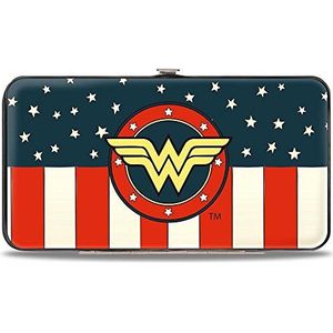 Buckle-Down Wonder Woman/Logo Americana Buckle-Down scharnier voor dames, rood/wit/blauw/geel, portemonnee, meerkleurig, 7 x 4 US, multicolor