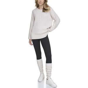 DKNY SPORT Dames Cozy Cable Knit Sweater, wit, M