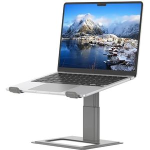 Soundance Verstelbare laptopstandaard voor bureau, computerstandaard, ergonomische laptopverhoger, compatibel met laptops van 10 tot 17,3 inch (25,4-43,9 cm), aluminium, grijs