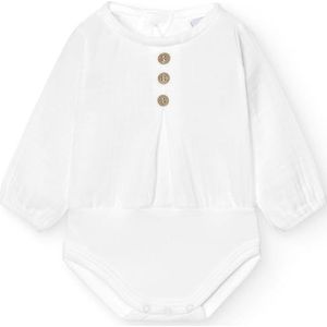 BABIDU Babybody met lange mouwen van 100% katoen, babybody voor pasgeborenen van zachte bamboestof, ademend en hypoallergeen voor de gevoelige huid, knoopsluiting, uniseks kleding voor jongens