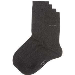 Camano Uniseks set van 2 effen katoenen sokken met versterkte hiel en teen, dames en heren kousen, grijs (antraciet 08), 39-42 EU