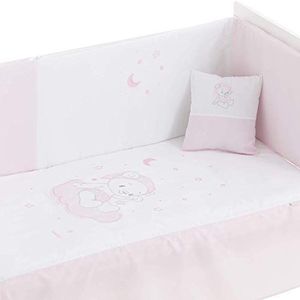 Pekebaby quilt voor kinderbed, afneembaar overtrek, 60 x 120 cm, afneembaar overtrek, 60/70/80 (43 x 185 cm) + kussen klein roze