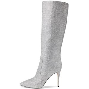 Michael Kors Rue Stiletto Boot, dameslaarzen, zilver, 41 EU, Zilver, 41 EU