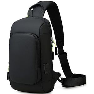 Aamytike Crossbody Bag Fashion borstzak heren met USB schoudertassen Hiking Sports Backpack Sling Bag waterdichte outdoorsport schoudertas zwart, zwart, Large