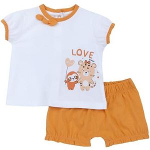Chicco 2-Delige Set Van T-Shirt En Korte Broek (1) baby-meisjes, Arancione, 3M, Design in Italië