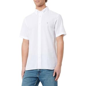 TOMMY HILFIGER Heren Seersucker Solid RF Shirt S/S, wit (white), M