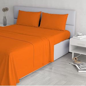 Italian Bed Linen Elegante beddengoedset (plat 250x300, hoeslaken 170x200cm+2 kussenslopen 52x82cm), oranje, dubbel