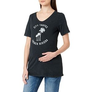Supermom Dames Tee Short Sleeve Palm Trees T-Shirt, Black - P090, 44