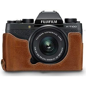 MegaGear MG1495 Ever Ready Echt Leren Camera Halve Tas met Draagriem, voor Fujifilm X-T100, Bruin