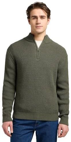Lee Heren Clean Half Zip Knit Sweater, olijfgrijs, L