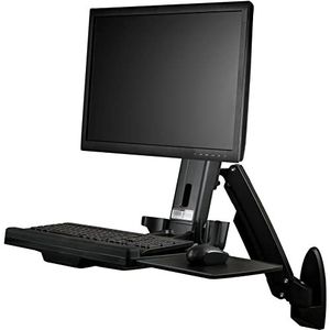 Wand monteerbaar zit-sta bureau werkplek - voor één scherm tot 24"" - hoogteverstelbaar - ergonomisch bureau