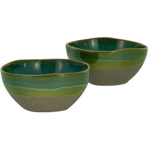 CreaTable, 19678, serie Basalt Bowls, olijf, 2-delige serviesset, Poke Bowl-set van aardewerk, 900 ml