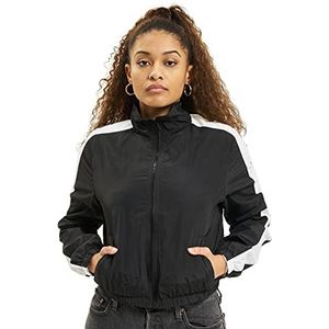 Urban Classics Dames licht trainingsjack Ladies Short Side Striped Crinkle Track Jacket, zwart (blk/white 00050)., XL