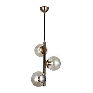 Homemania 1536-52-03 hanglamp, kroonluchter, plafondlamp, glas, metaal, goud, 35 x 35 x 118 cm, 3 x E27, max. 40 W