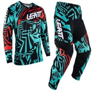 Leatt 3.5 Zebra set T-shirts en broeken Motocross, Black/Green, S