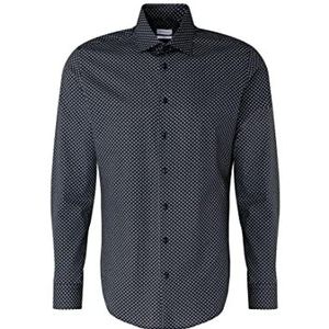 Seidensticker Men's Slim Fit shirt met lange mouwen, donkerblauw, 37, donkerblauw