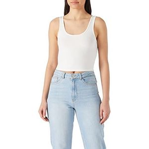 Koton Dames Dikke Straps Geribbeld Scoop Neck Tanktop, Off White (001), S