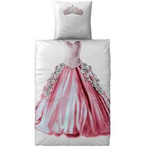 CelinaTex Fashion Fun kinderbeddengoed, 135 x 200 cm, 2-delig katoenen dekbedovertrek, Aurora prinses, roze/wit