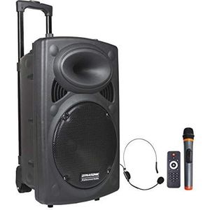 DYNASONIC Dynapro12 Mobile PA geluidsinstallatie microfoons luidsprekersystemen batterij MP3-USB-SD incl. draadloze microfoon geluidssysteem