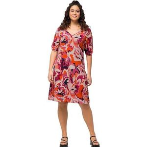 Ulla Popken, Dames grote maten, strandjurk Heather, geborduurde bloemenprint, geel, 50/52 NL