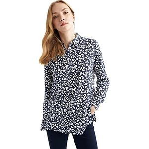 DeFacto Dameshemd van katoenweefsel met lange mouwen, Donkerblauw, S