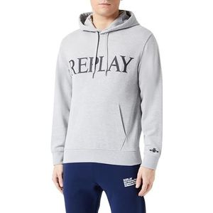 Replay Herenpullover met capuchon, regular fit, Pure Logo collectie, M08 Light Grey Melange, S