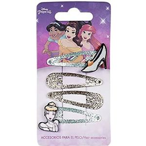 Disney Prinsessen-haarklemmen, 4 stuks, meerkleurig