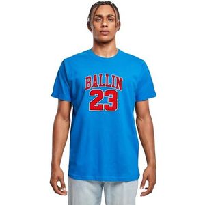 Mister Tee Heren T-shirt Ballin 23 Tee T-shirt met fotoprint voor mannen, grafisch T-shirt, streetwear, cobalt blue, L