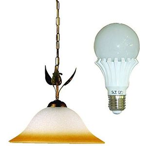 ONLI Hanglamp Mira met E27 22W ivoor getint barnsteen diameter 40 x 150 cm [energieklasse A+], LED, glas, metaal, bruin/ivoor/barnsteen