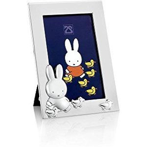 Zilverstad fotolijst miffy met kleine eenden, Verzilverd gelakt, 59x74x99mm