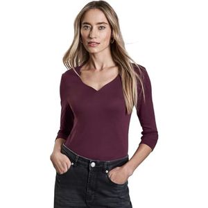 Street One Damesshirt met hartuitsnijding, Mulberry Red, 36