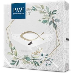 PAW - Papieren Servetten 3-laags (33 x 33 cm) I 20 Stuks I Perfect voor Communie, Confirmatie, Doop I Ideaal voor Jongens & Meisjes I Tafeldecoratie Elegante Papieren Servetten I Communie Patroon