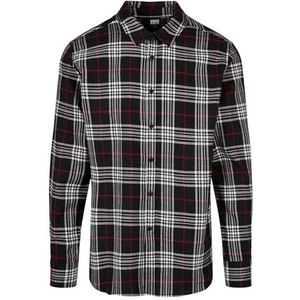 Urban Classics Classic Checked Shirt Heren, Zwart/Rood, S