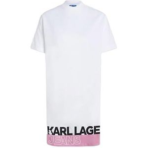 Karl Lagerfeld Jeans, Dames, Logo Tee Jurk, Regular Fit, Wit, S