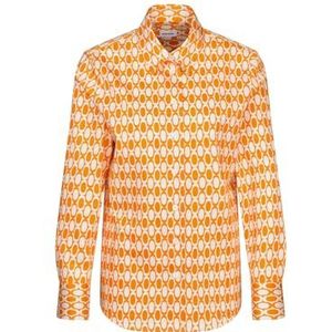 Seidensticker Hemdblouse voor dames, modieuze blouse, regular fit, hemdblousekraag, lange mouwen, 100% katoen, oranje, 46