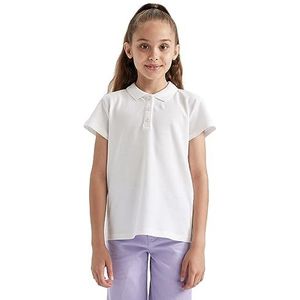 DeFacto Polo T-shirt meisjes - modieus en trendy poloshirt voor stijlvolle meisjes T-shirts kleding voor meisjes, wit, 5-6 Jaar