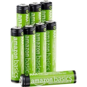 Amazon Basics 8 stuks oplaadbare AAA NiMH-batterijen, 800 mAh, 1000x op te laden, voorgeladen