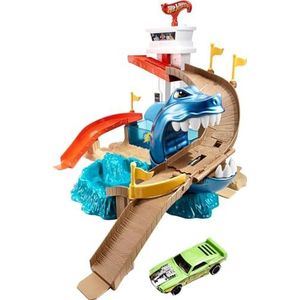 Hot Wheels BGK04 - City Color Shifters Shark Attack playset, speelgoed auto racebaan vanaf 4 jaar