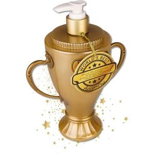 Accentra Zeepdispenser in beker design, handzeep World's Best in trofee-look, met 470 ml handzeep in pompdispenser, vloeibare zeep, geur: White Tea, cadeau-idee voor mama, papa, collega's en vrienden