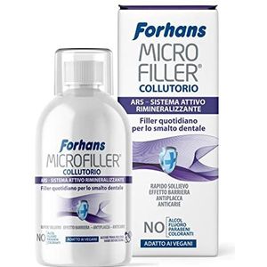 Forhans, Microfiller Mondwater, actief remineralisatiesysteem, dagelijkse tandsmeltvulling, snelle verlichting bij gevoelige tanden, plaque-reiniger, vrij van parabenen en fluoride, 500 ml