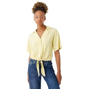 Koton Dames Crop Oversized Tie Detail Short Sleeve Shirt, geel (156), 34
