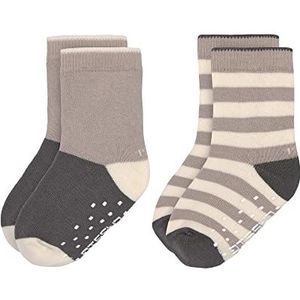 LÄSSIG Unisex kinderen antislip sokken set van 2 / antraciet/mol maat 19-22