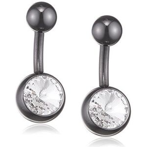 Pure Grey Unisex Bananabell Navel Studs van titanium zirkonia wit briljant geslepen - XNSJ-01.6-06-05+08-BL ST-CC