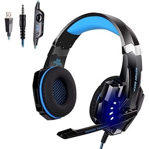 CGZZ Gaming Headset voor PS4, PC, Xbox One Controller, ruisonderdrukking via oortelefoon met microfoon, LED-licht, bas-surround, oorbeschermers met zacht geheugen