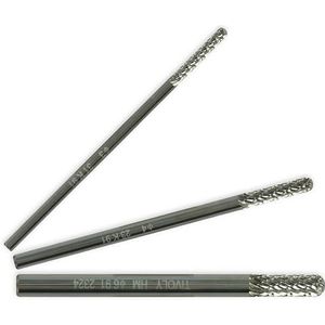 TIVOLY - Set met 3 hardmetalen vijlen L80 mm/Ø 3-4-6 mm - Frezen van de meest robuuste metalen - cilindrische schacht Ø 3-4-6 mm voor rechte slijpmachine