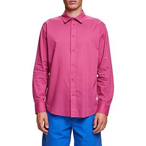 ESPRIT Effen shirt met lange mouwen, 100% katoen, donkerroze (dark pink), S