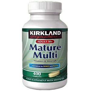 Kirkland Mature Multi Vitaminen & Mineralen Volwassenen 50+ 400 Tabletten Voedingssupplement met Zoet