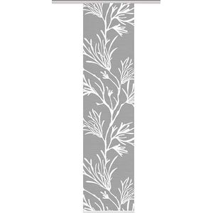84060 | Schuifgordijn CORALIO, digitale druk op bamboe-look, met bloemenmotief, 260x60cm, kleur: grijs of mint (grijs)
